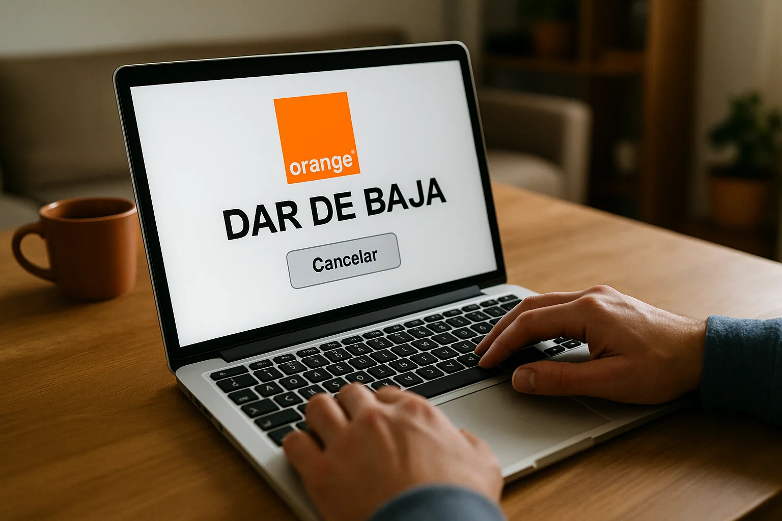 Persona dando de baja Orange desde su portátil