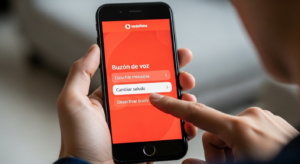 Persona desactivando buzon de voz de Vodafone