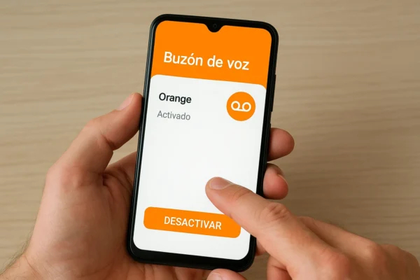 Persona desactivando el buzón de voz de Orange
