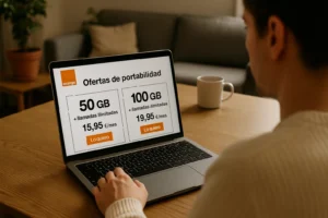 Persona revisando ofertas de portabilidad de Orange