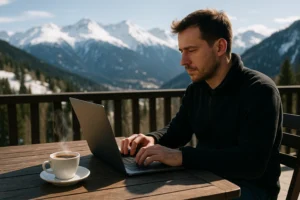 Persona utilizando su tarifa de segunda residencia de O2