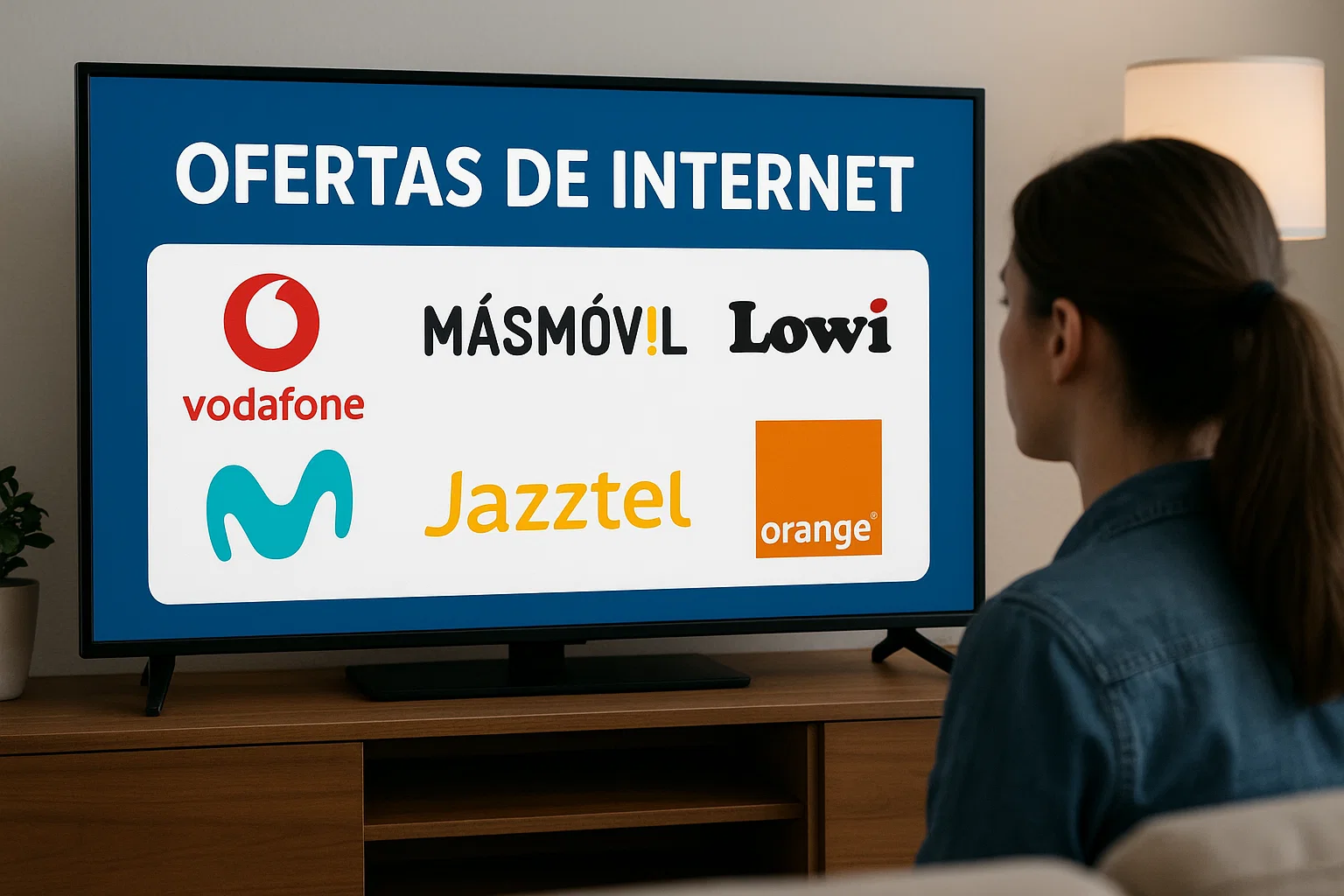 Mujer revisa las principales ofertas de internet