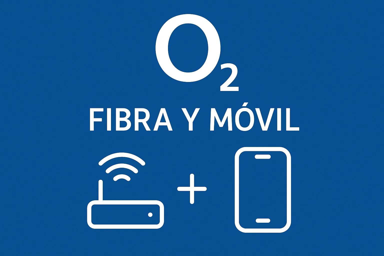 Logo de O2 con icono de router y movil ilustra tarifas de fibra y movil
