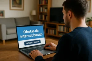 Hombre comparando ofertas de internet barato online