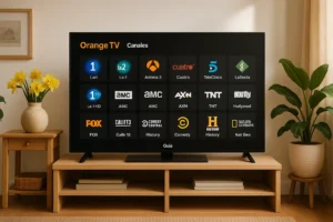 Televisor con catálogo de canales de Orange TV