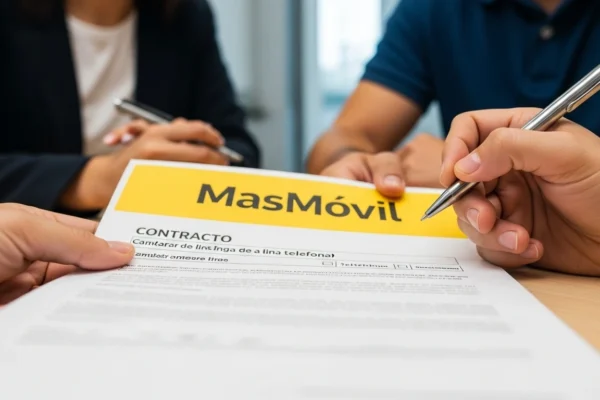 Cómo cambiar el titular de tu línea MásMóvil de forma sencilla y rápida Persona firma el cambio de titularidad de MásMóvil