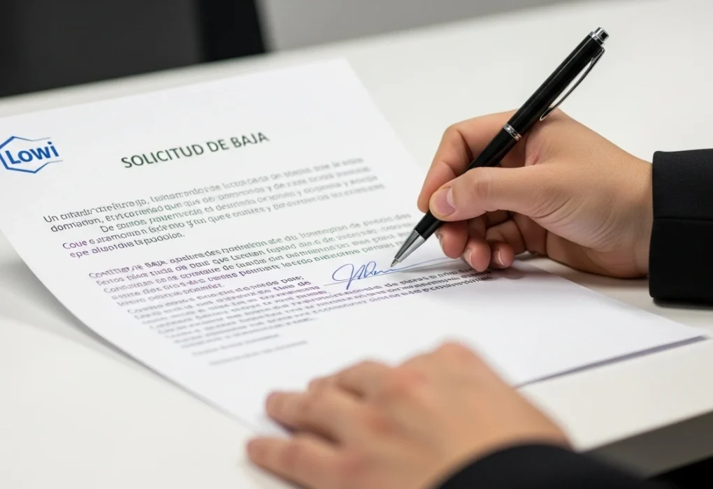 Persona firma documento de baja Lowi