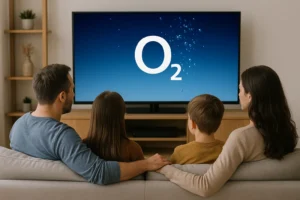 Familia viendo los canales de la TV de O2