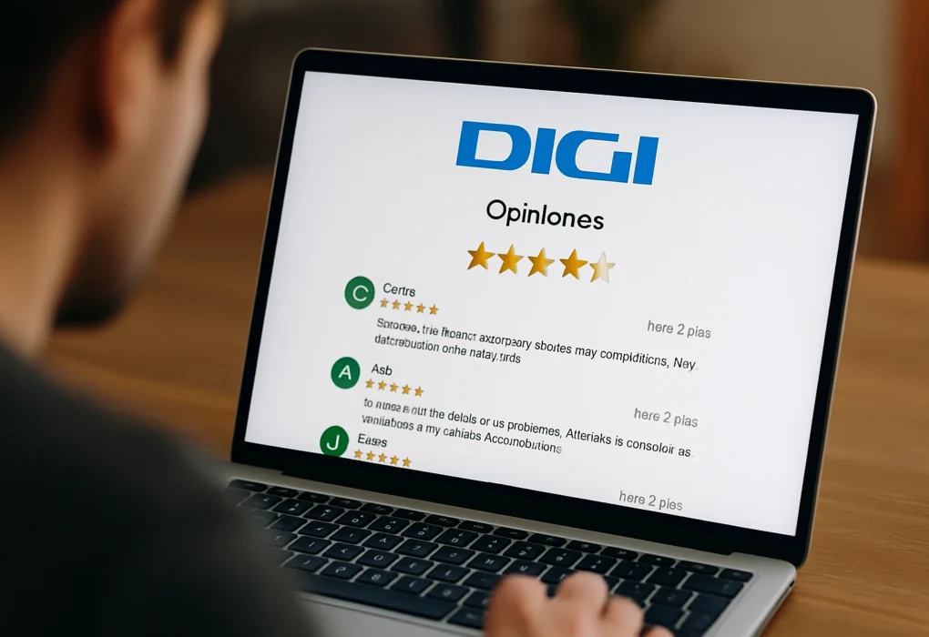 Persona viendo opiniones de Digi en su portátil